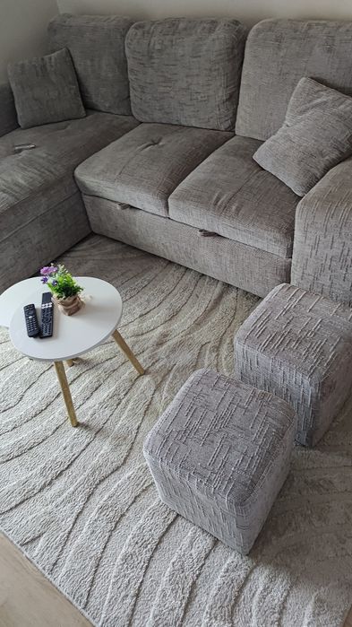 Sofá cama com baú e chaise longue