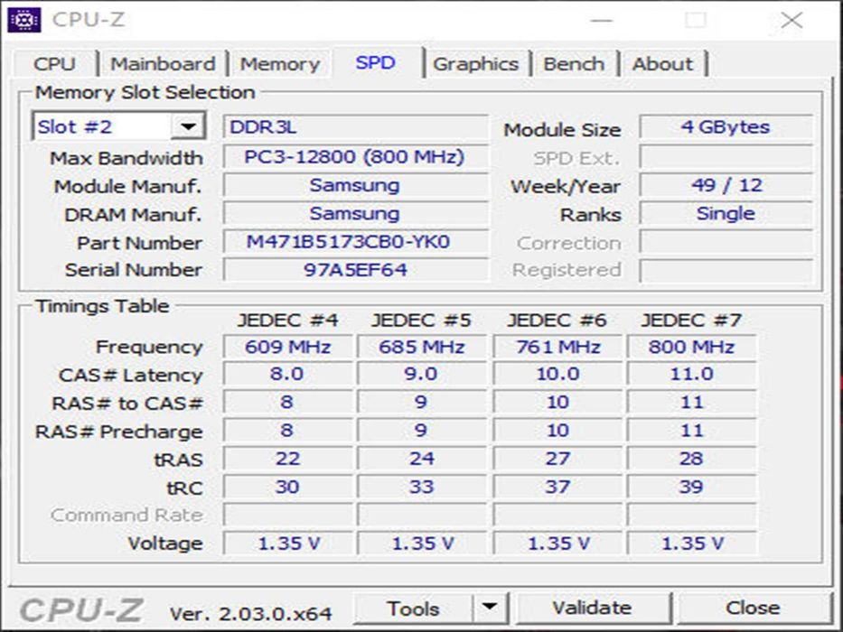 DDR3 4GB Samsung 12800 L