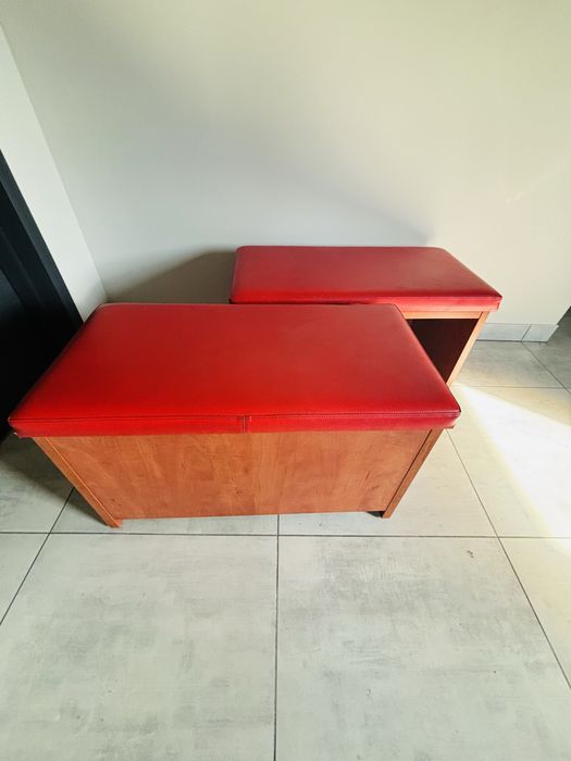 Pufa siedzisko drewno ekoskóra