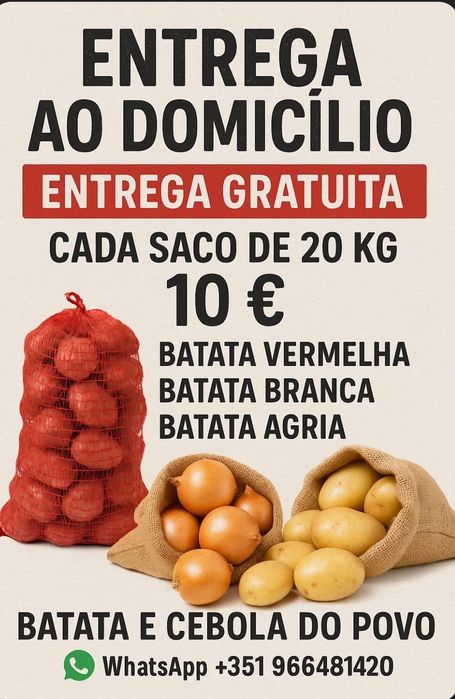 BATATA E CEBOLA ao domicílio