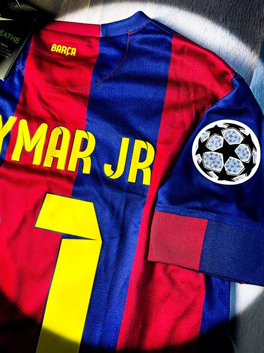 (M) Neymar JR #11 Barcelona 2014/2015 z Finału Ligi Mistrzów Vintage Nike Nowa Domowa Piłkarska Koszulka Sportowa T-shirt | Champions League UEFA