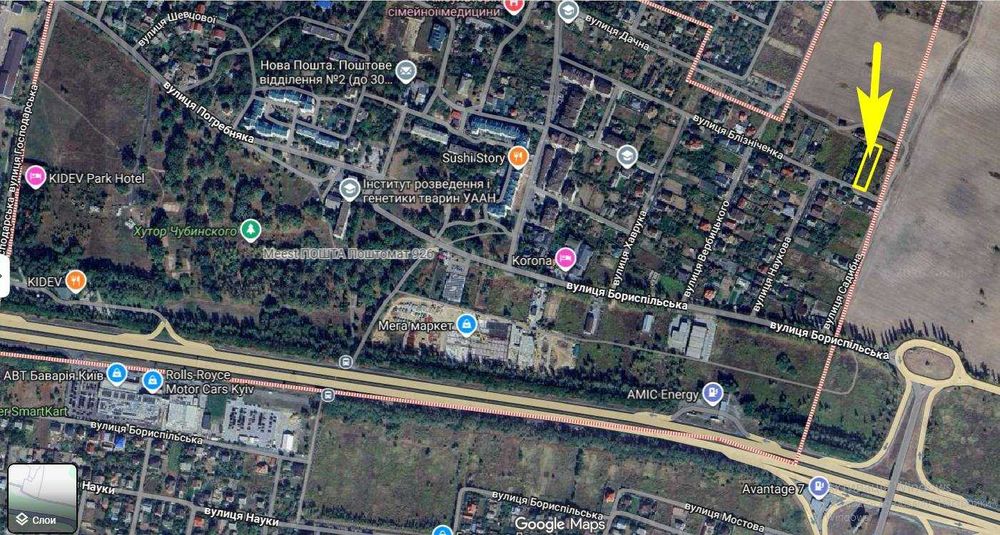 Продаж ділянки 0,14 га, с. Чубинське (Бориспільський р-н)