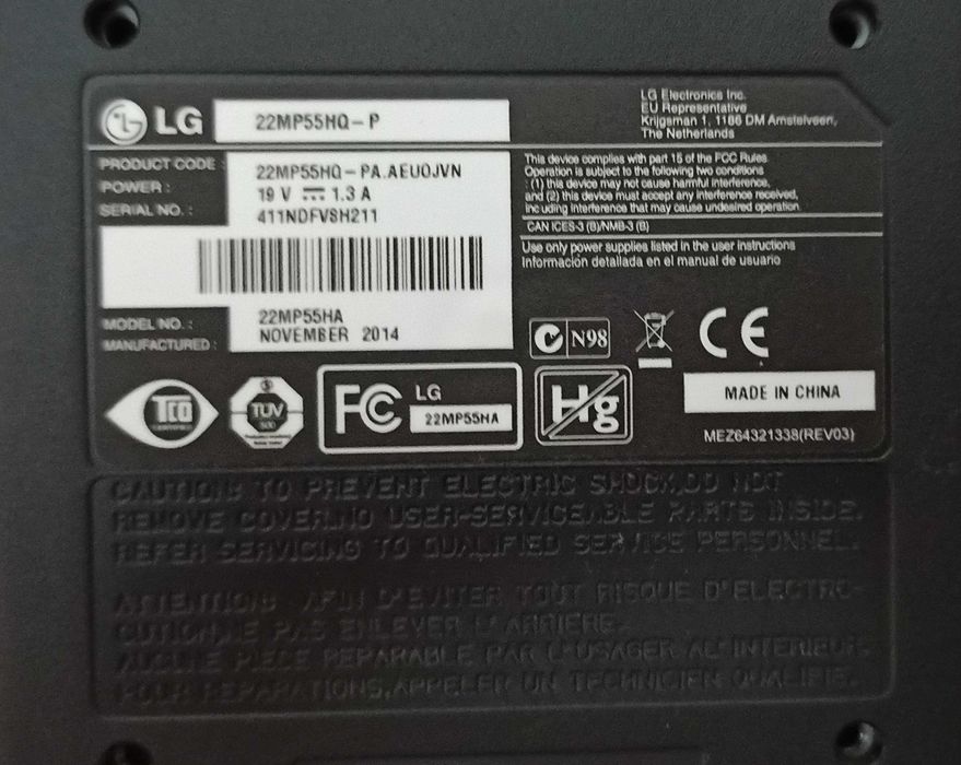 Monitor IPS LED LG 22MP55 22.5''