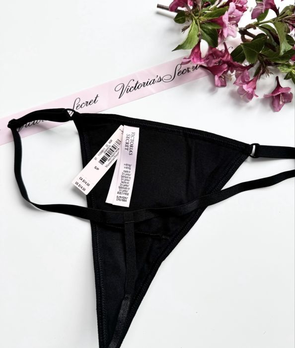 Czarne stringi z cekinami błyszczące Victoria’s Secret