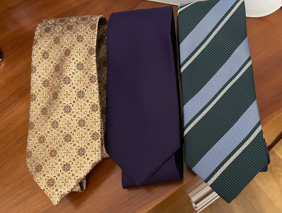 Conjunto 3 gravatas seda marcas Oscar, Sacoor e Giovanni Galli