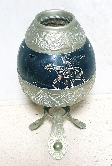 Antiga yerba mate calabaça da Argentina com armação em alpacca