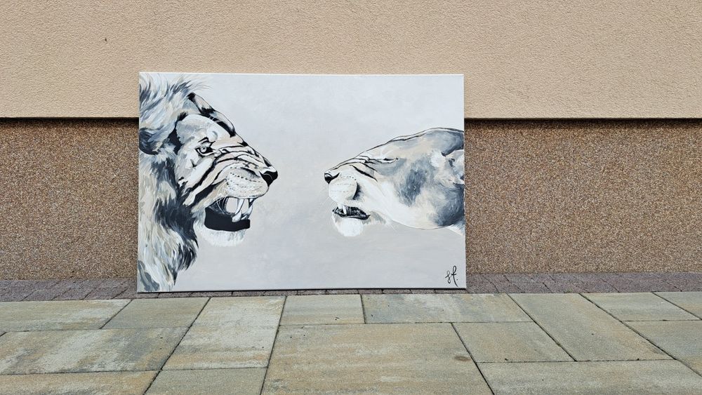 Obraz ręcznie malowany Handmade Lew