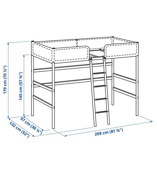 Cama alta Ikea de aço