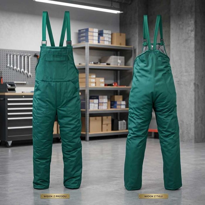 Spodnie robocze ogrodniczki zielone ocieplane