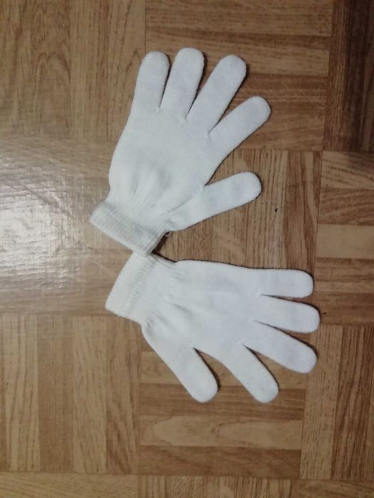 rękawiczki białe dzianina + gratis