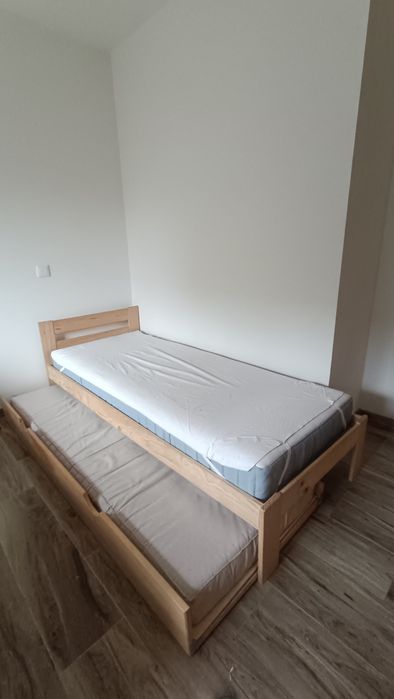 Cama LUFE 80x200 em Madeira c/ Cama Inferior + 2 Colchões