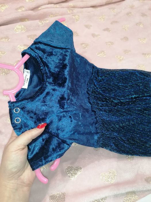 Sukienka świąteczna tiul brokat welur dziewczęca 74