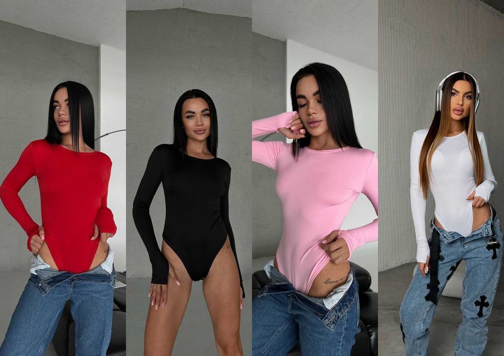 Жіноче боді з вирізом під палець боди з рукавом