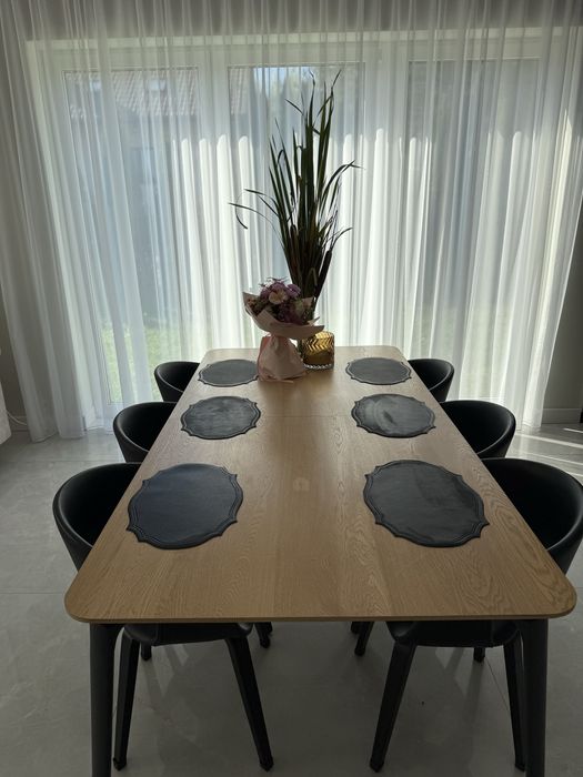 Rozkladany 100x200  100x300 3m 2m stol drewniany dębowy nowoczesny czarny drewniany loft loftowy bali metalowe nogi
