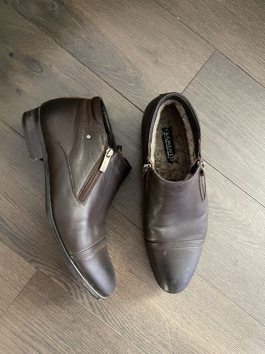 Чоловічі черевики зимові низькі коричневі натуральна шкіра 42 р 27,5