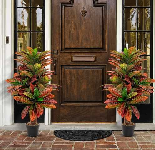 Sztuczna roślina Kroton 100 cm palma w doniczce dekoracja wnętrz