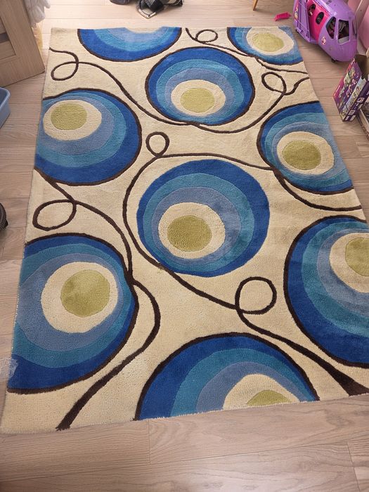 Dywan wełniany 160x230 ręcznie tkany  100% wełna stan dobry