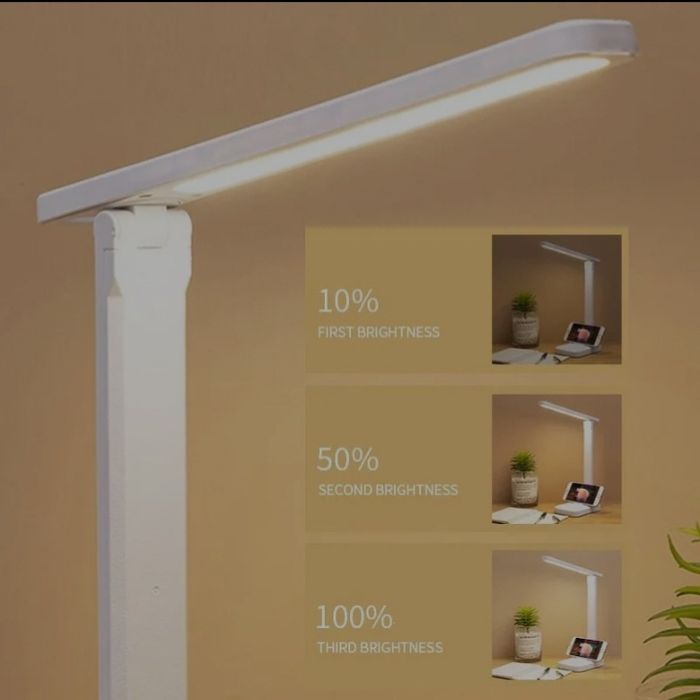 Лампа біла настільна для навчання від usb павербанка smart touch