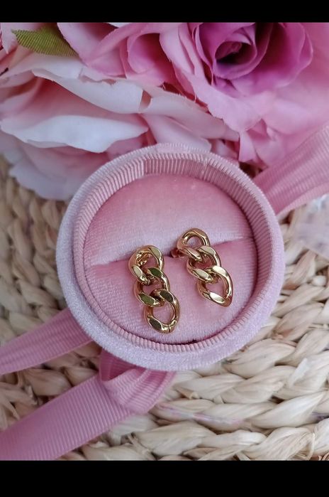 Kolczyki łańcuszki pozłacane