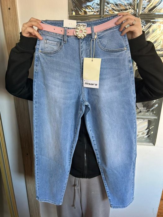 Jeansy M.Sara Ballon Fit z paskiem