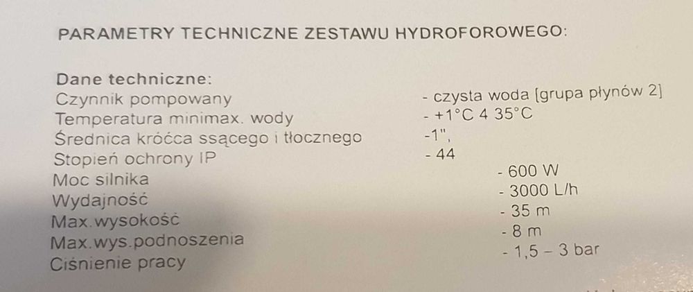 Hydrofor, pompa do wody