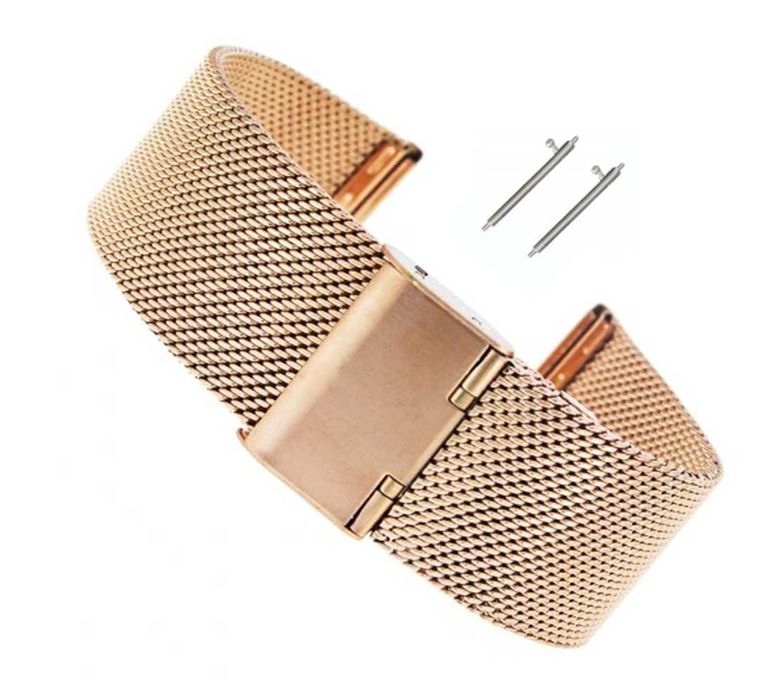 UNIWERSALNA BRANSOLETA do zegarka smartwatcha 20mm RÓŻOWE ZŁOTO + piny