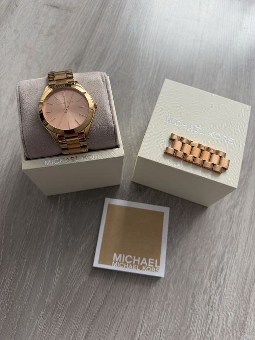 Zegarek Michael Kors Slim Runway Quartz różowe złoto
