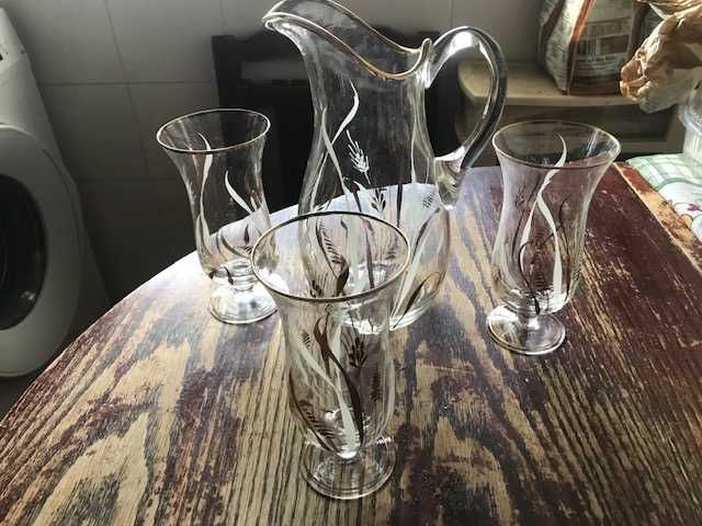 Conjunto de Jarro e 3 Copos altos vintage425814140104878082