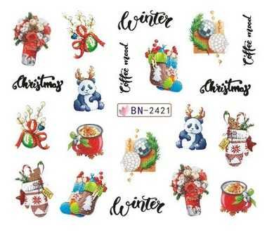 bn2421 naklejki wodne do zdobienia paznokci zima