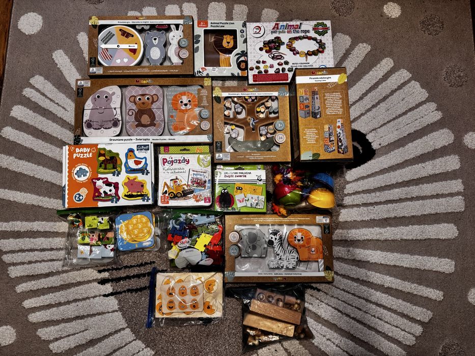 Układanki drewniane puzzle nawlekanka