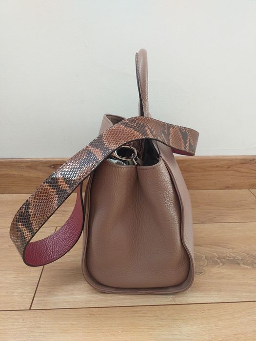 DAVIDE ALBERTARIO oryginalna skóra naturalna skórzana torebka kuferek crossbody + do ręki