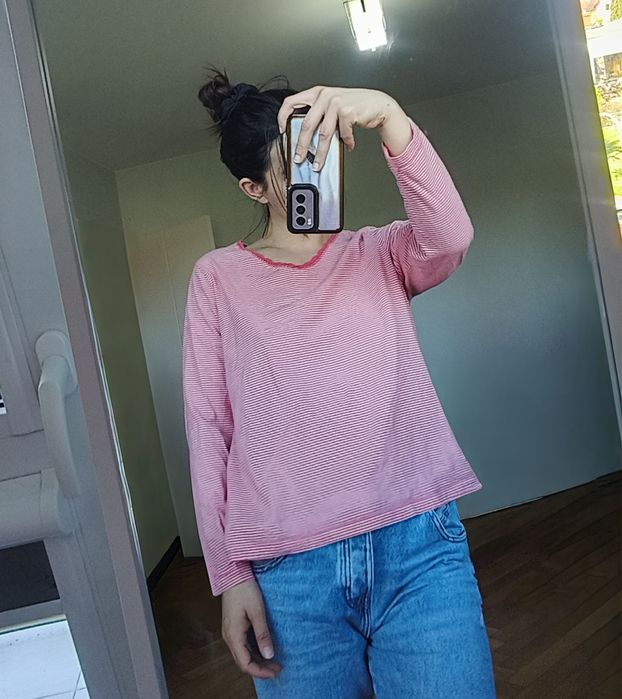Vintage bluzka w paski pasy bawełna t-shirt L