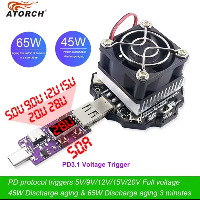 USB-нагрузка Atorch мощностью 65 Вт.