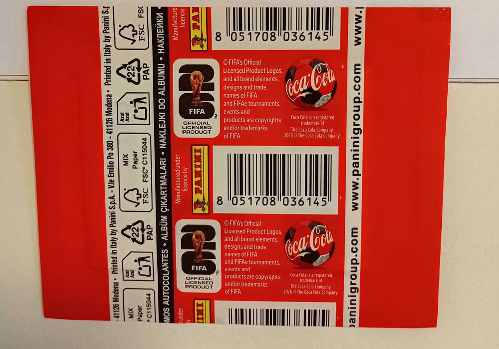 Saqueta de cromos Coca Cola Panini mundial 2026