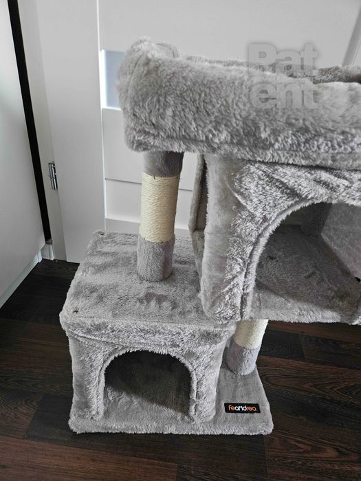 Drapak dla kota kompaktowy 67 cm szary domek słupek legowisko