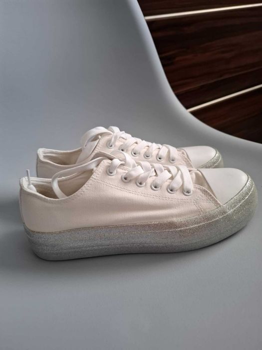 Trampki Jenny Fairy platforma srebrna