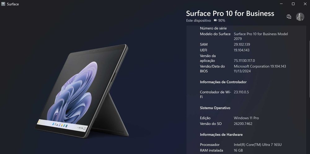 Microsoft Surface Pro 10 Intel Ultra 7 16GB 1TB c/ Teclado Slim Pen