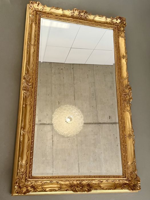 Niesamowite Wielkie Złote Francuskie Kryształowe Lustro lata 1950 Top