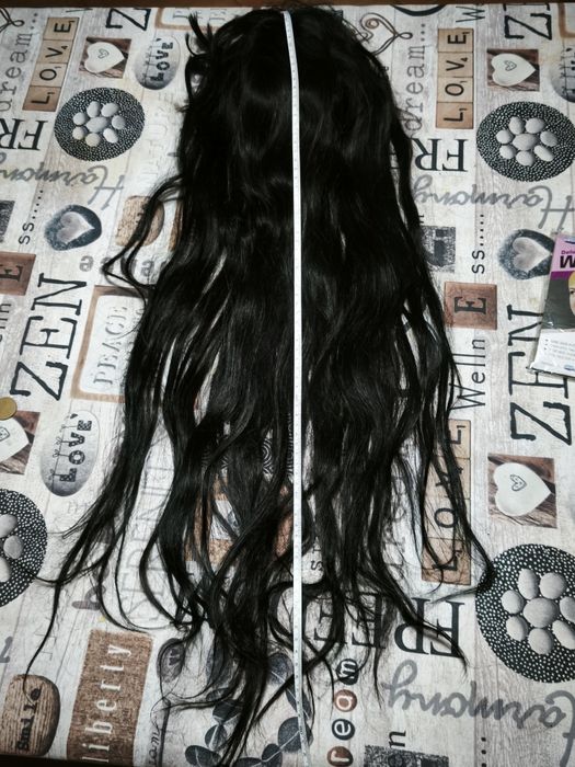 Peruca de cabelo humano preto 80cm