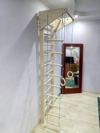 Детская шведская стенка. Стінка з канатним набором.МОДЕЛЬ:"Растишка".