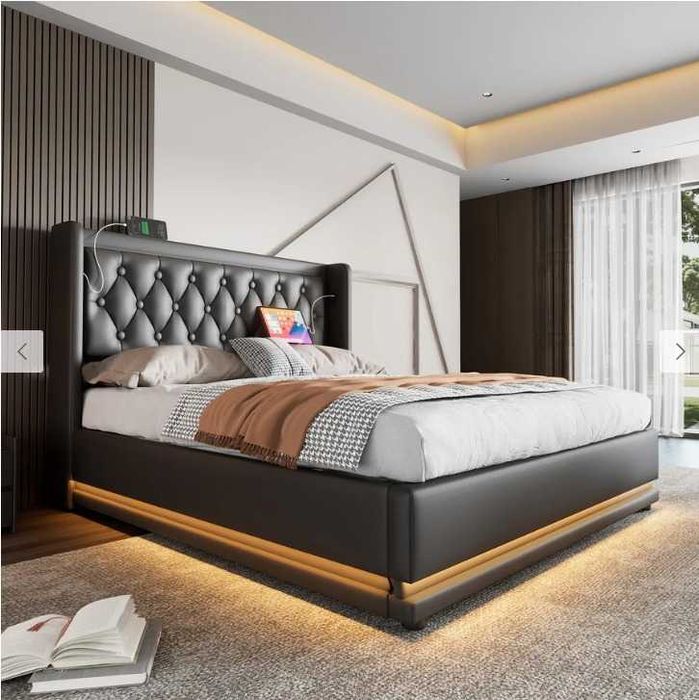 (NOVO)NA CAIXA! Cama Casal 140x200cm Com Baú Hidráulico e Cabeceira.