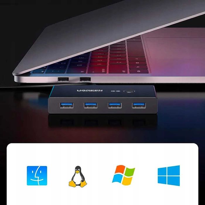 Przełącznik Switch USB 3.0 UGREEN 2PC na 4 Urządzenia 5Gbps