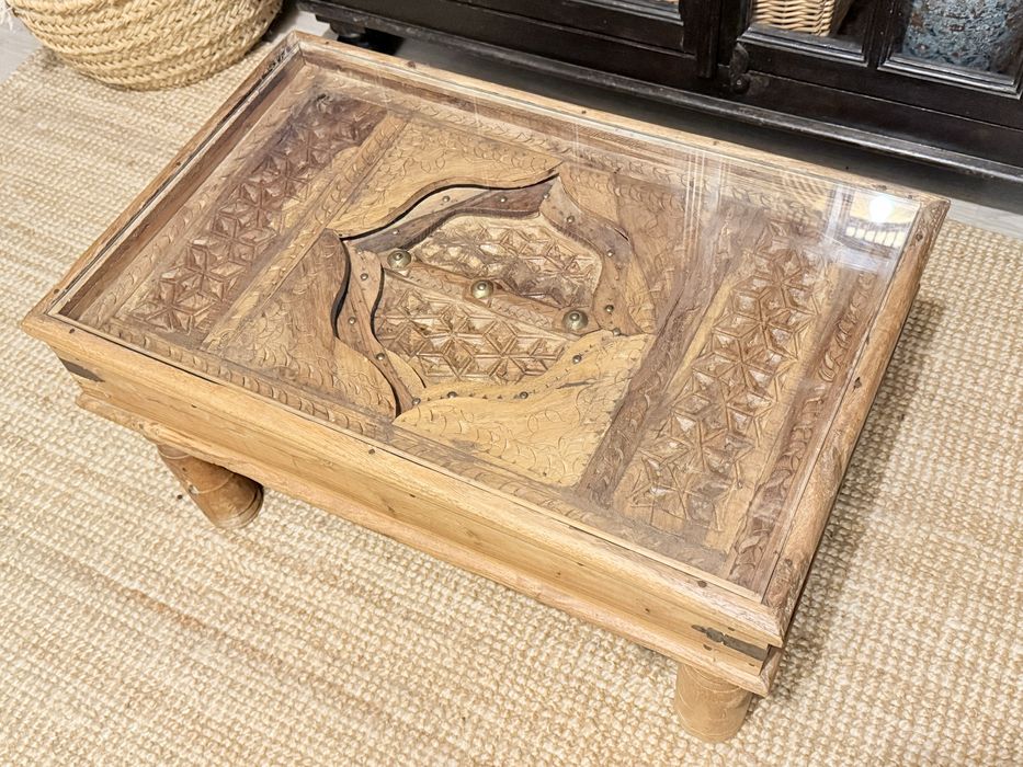 mesa, centro, apoio, antiga, talha, oriental, indiana, rustica