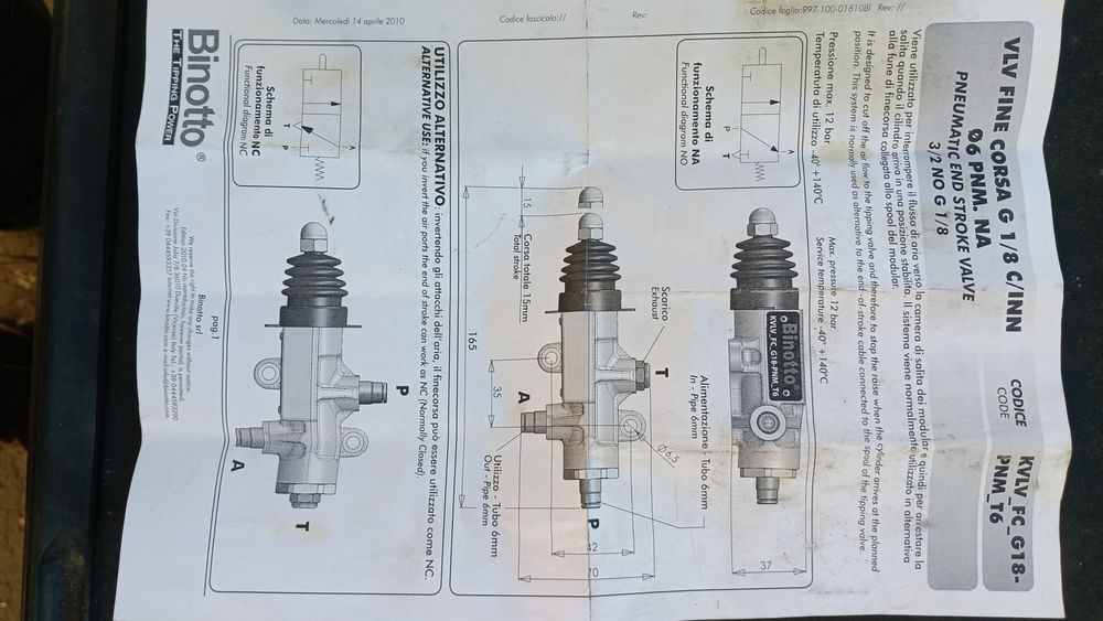 Ограничитель подъёма кузова Binotto