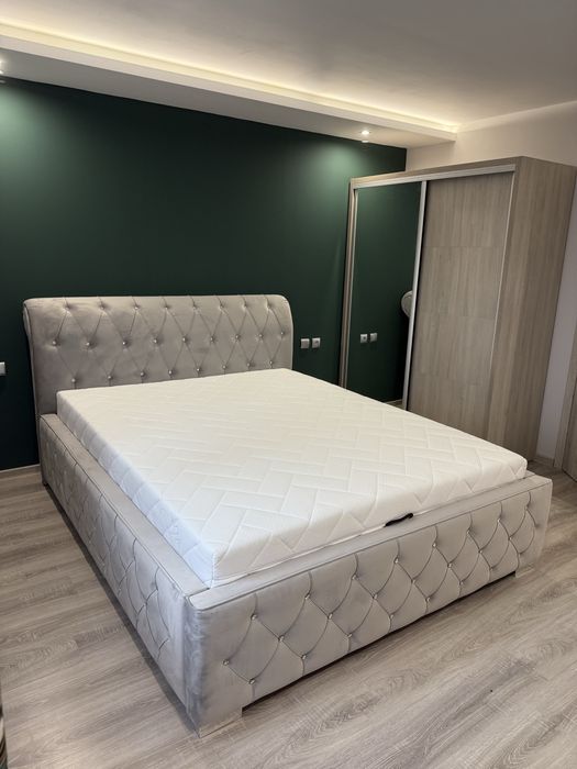 Nowe Łóżko Tapicerowane z Materacem i Pojemnikiem 160x200 PRODUCENT