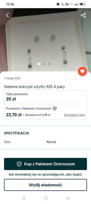 Srebrne kolczyki sztyfty 925 zestaw