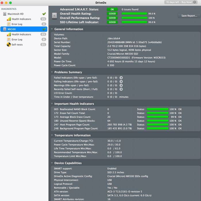 4x dysk SSD Crucial MX500 2TB tylko 1% zużycia TBW