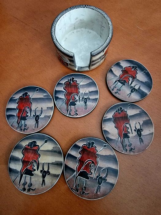 Base para copos em pedra pintado à mão