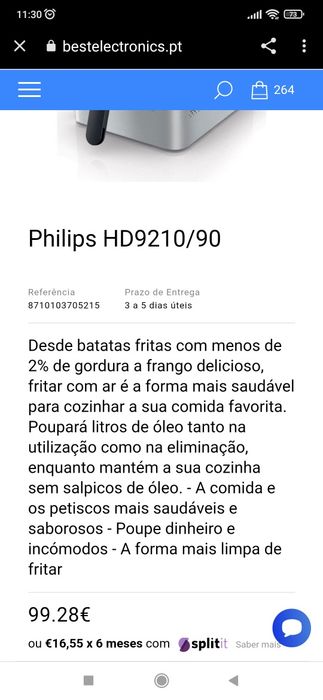 Fritadeira sem oléo Philips HD9210/90