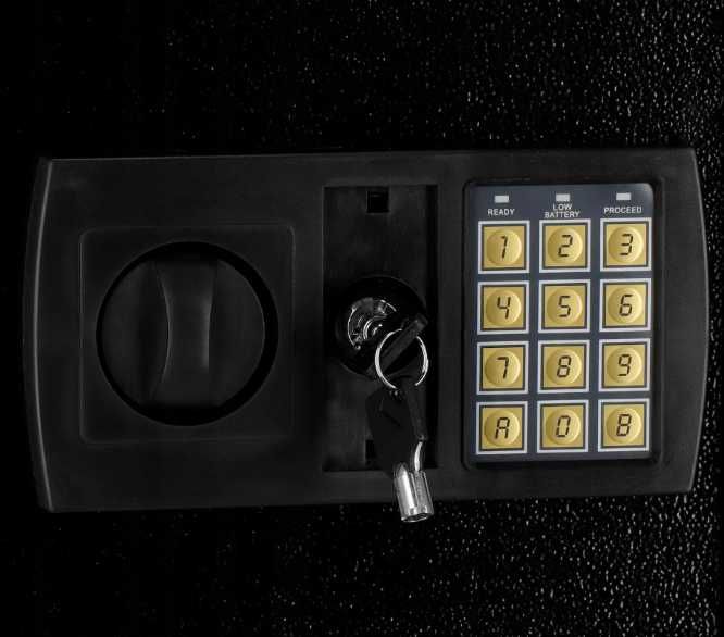 Sejf domowy elektroniczny z szyfrem i kluczem na dokumenty pieniądze